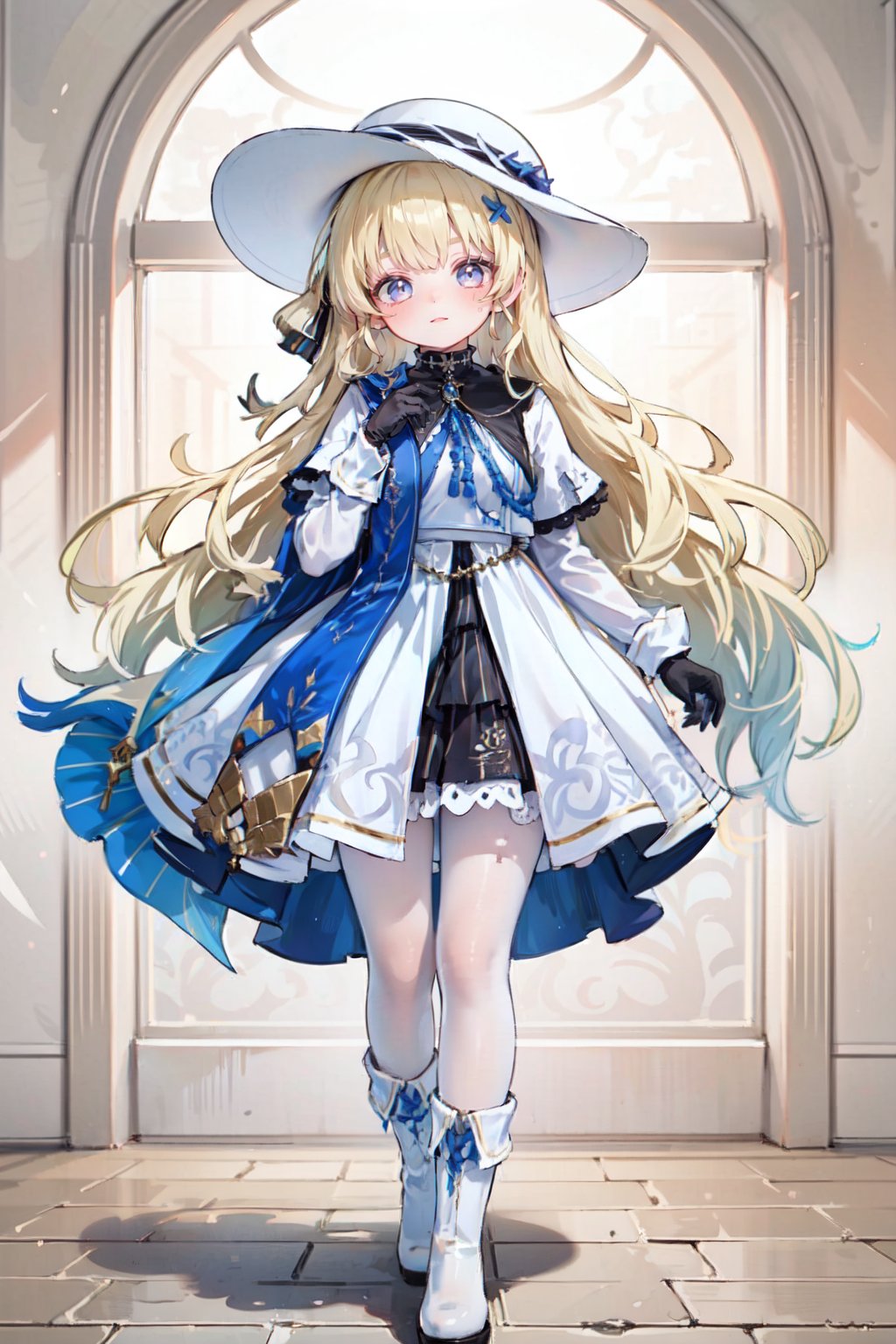 00489-374033293-), clothes_ Phoebe def white skirt and whit hat, white see-through pantyhose, 1girl, gloves, long blonde hair, long hair, black.jpg